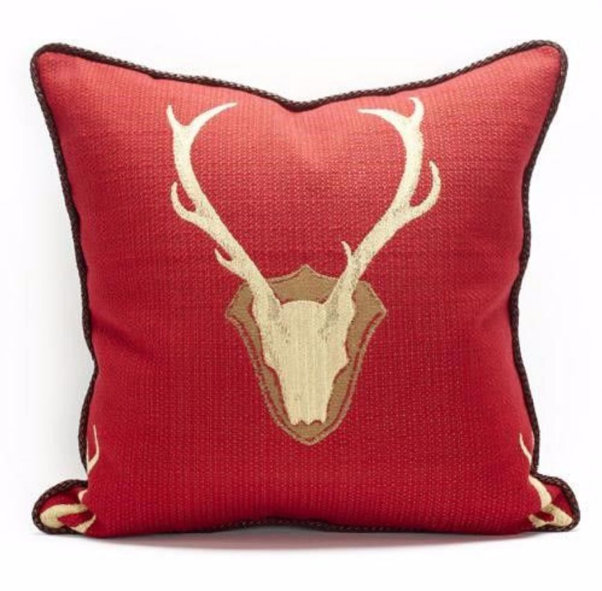 Picture of OH DEER RED PILLOW - 22" X 22"