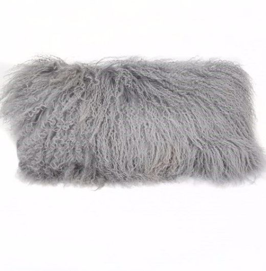 Picture of TIBETAN LAMB GREY PILLOW - 10"X 18"