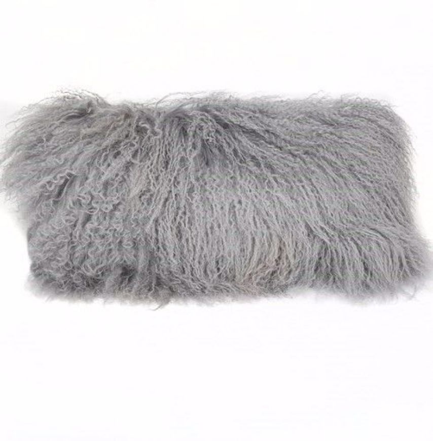 Picture of TIBETAN LAMB GREY PILLOW - 10"X 18"
