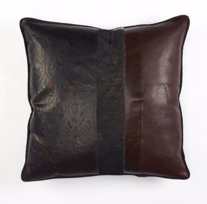 Picture of LEATHER DARK PILLOW - 22" X 22"