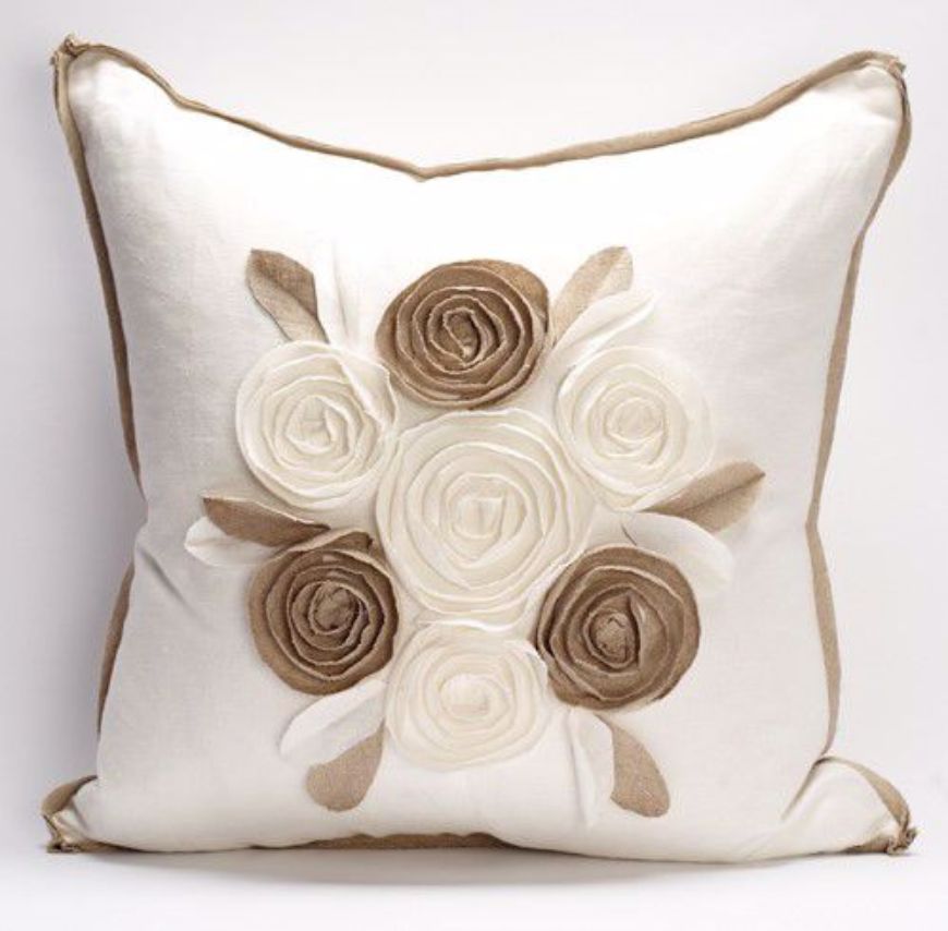 Picture of CHURCHILL LINEN - ROSE PILLOW - IVORY/FLAX - 22" X 22"
