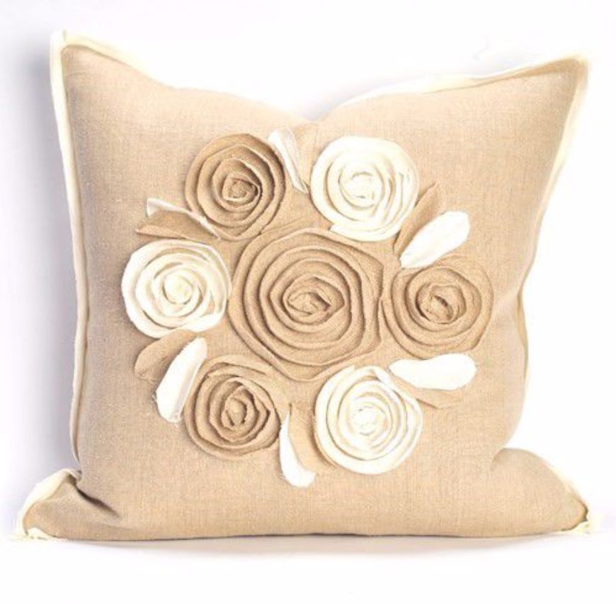 Picture of CHURCHILL LINEN - ROSE PILLOW - FLAX/IVORY - 22" X 22"