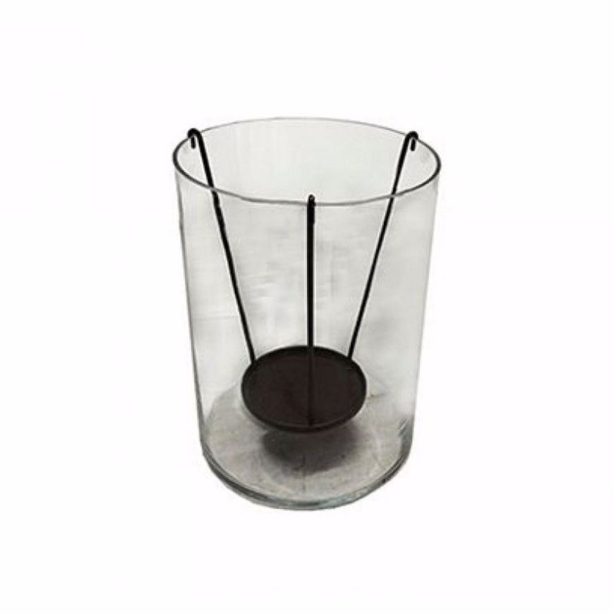 Picture of LARGE GLASS HURRICANE WITH BRONZE HOLDER