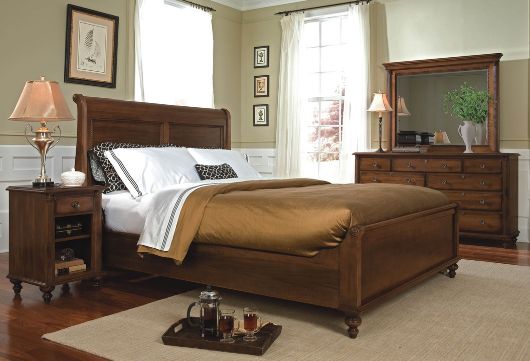Picture of QUEEN SLEIGH BED W/LOW FOOTBOARD - SAVILE ROW COLLECTION