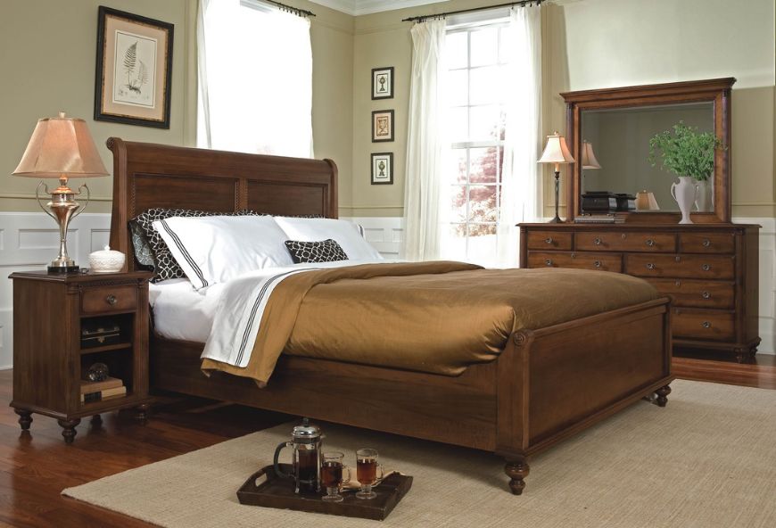 Picture of QUEEN SLEIGH BED W/LOW FOOTBOARD - SAVILE ROW COLLECTION