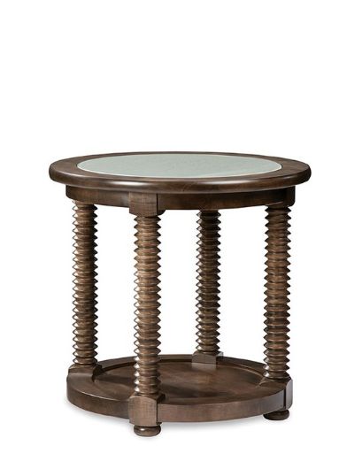 Picture of DUNDY ROUND LAMP TABLE W/GLASS - SOLID ACCENTS COLLECTION