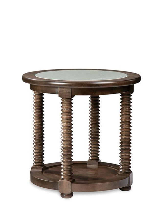 Picture of DUNDY ROUND LAMP TABLE W/GLASS - SOLID ACCENTS COLLECTION