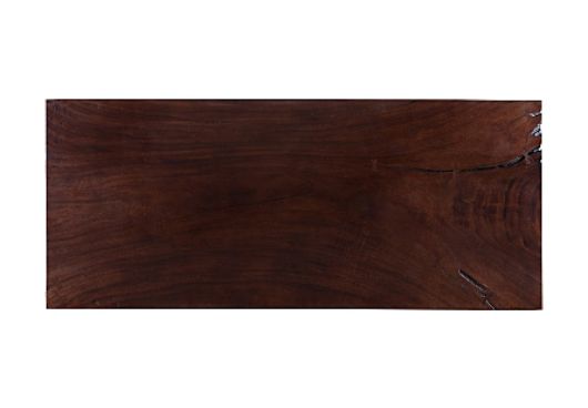 Picture of CHAMCHA WOOD DINING TABLE PERFECT BROWN, BRUSHED STAINLESS STEEL LEGS