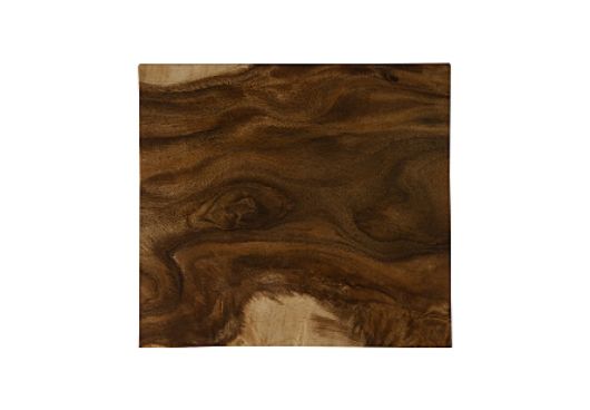 Picture of CHAMCHA WOOD END TABLE NATURAL, SQUARE, STAINLESS STEEL BASE