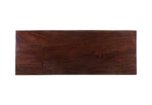 Picture of CHAMCHA WOOD DINING TABLE PERFECT BROWN, BRUSHED STAINLESS STEEL LEGS