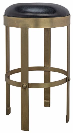 Picture of PRINCE COUNTER STOOL WITH LEATHER, BRASS FINISH