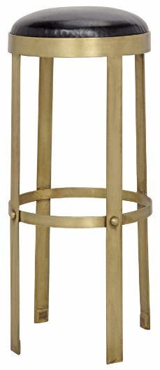 Picture of PRINCE STOOL WITH LEATHER, BRASS FINISH