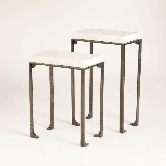 Picture of ZEN SIDE TABLES W/WHITE HONED MARBLE-BRONZE-GREY