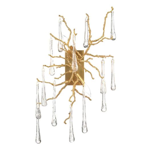Picture of BRASS AND GLASS TEARDROP TWO-LIGHT WALL SCONCE