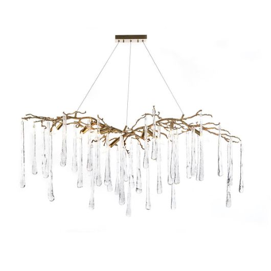 Picture of BRASS AND GLASS TEARDROP NINE-LIGHT CHANDELIER