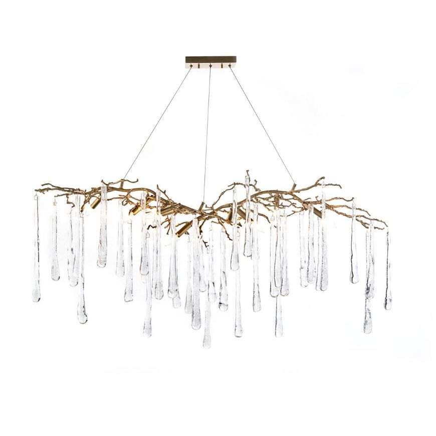Picture of BRASS AND GLASS TEARDROP NINE-LIGHT CHANDELIER