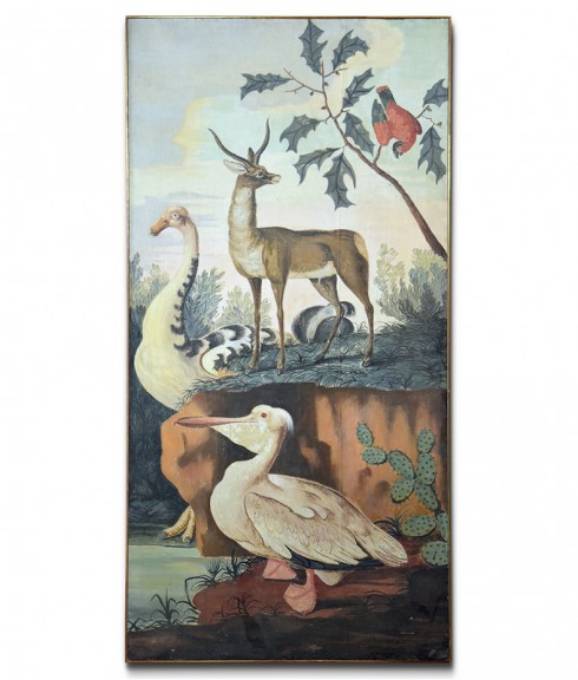 Picture of ANIMAL PAINTING WITH PELICAN ON CANVAS