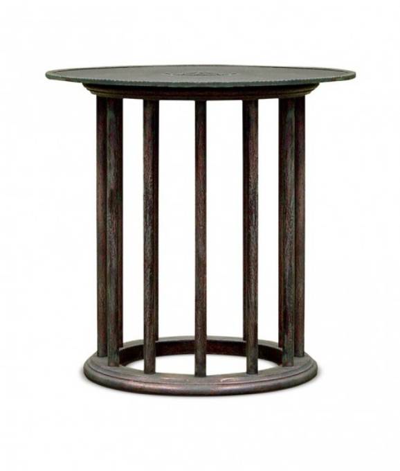 Picture of BRONZE & WOOD SIDE TABLE