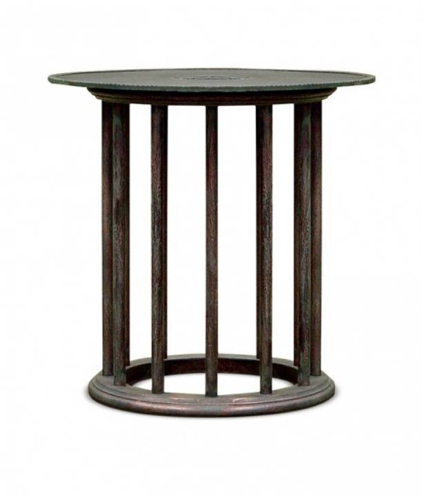 Picture of BRONZE & WOOD SIDE TABLE