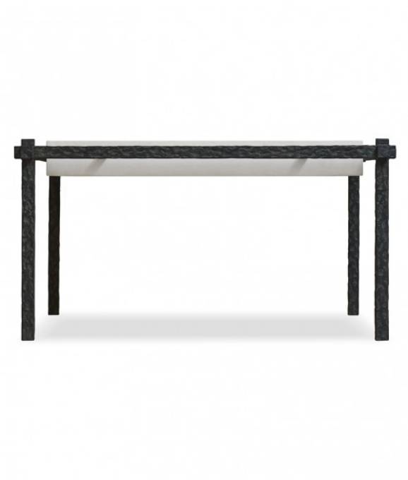 Picture of HAMMERED SUSPENDED IRON COFFEE TABLE WITH CAPRI LIMESTONE TOP