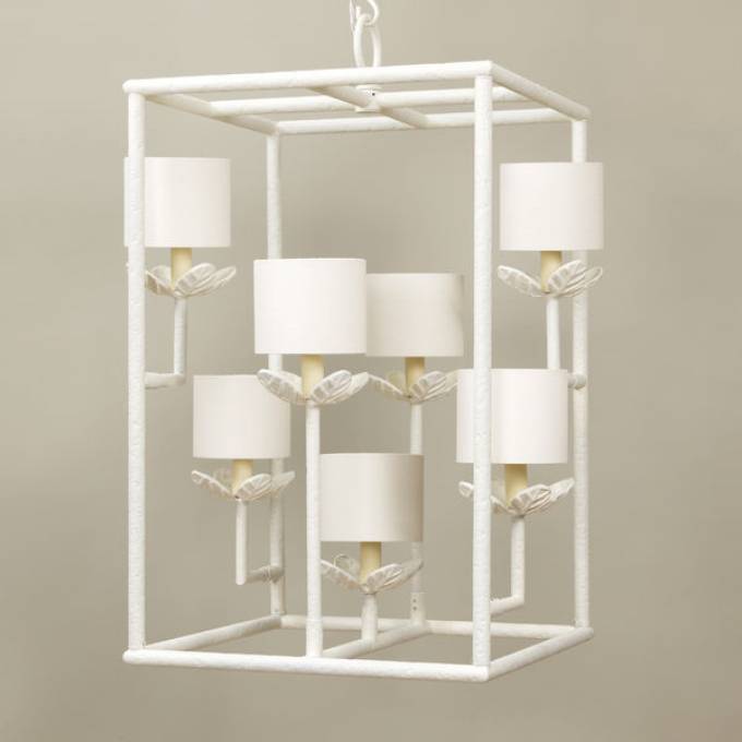 Picture of SHERWOOD LEAF LANTERN, CHALK WHITE, 7 LIGHTS