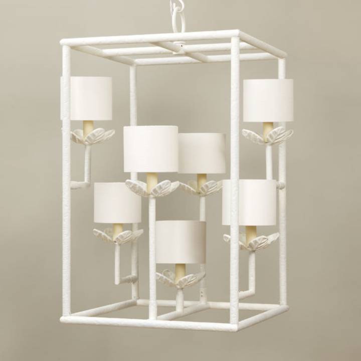 Picture of SHERWOOD LEAF LANTERN, CHALK WHITE, 7 LIGHTS