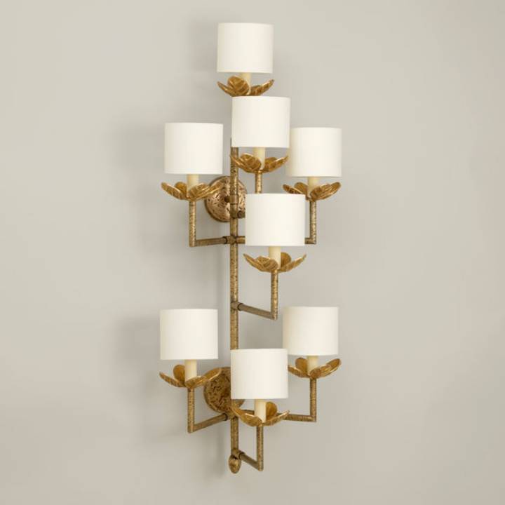 Picture of WYKEHAM LEAF WALL LIGHT, BRASS, 8 LIGHTS