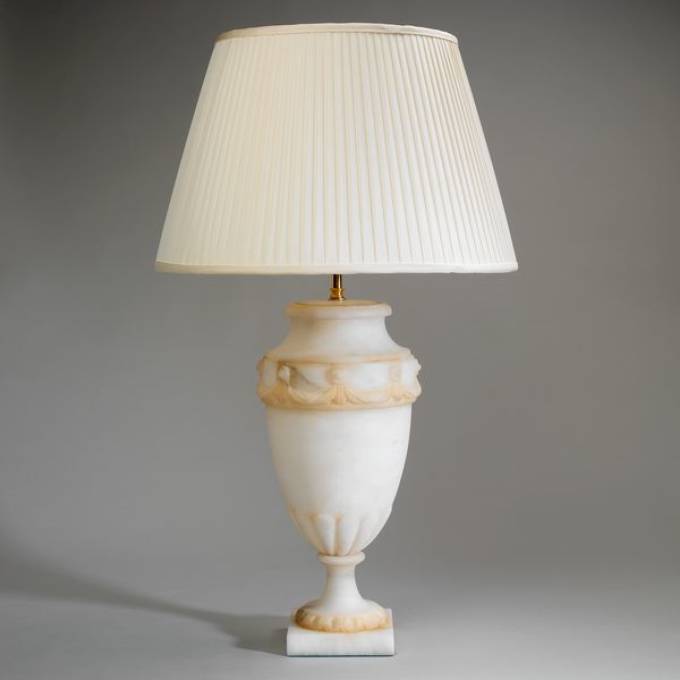 Picture of TRENTO ALABASTER URN TABLE LAMP TABLE LAMP WITH SWAGS
