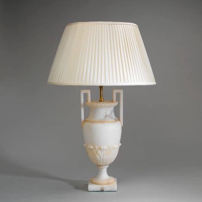 Picture of AMALFI ALABASTER URN TABLE LAMP TABLE LAMP WITH HANDLES