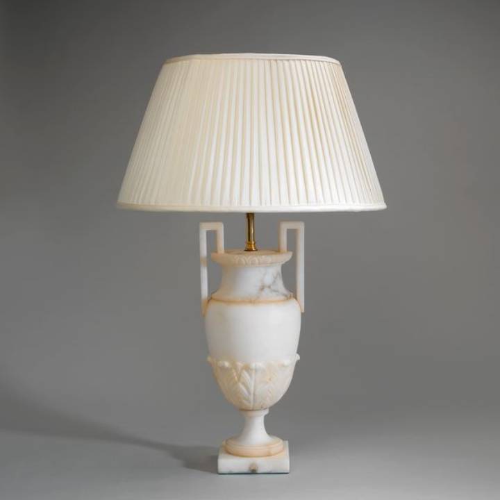Picture of AMALFI ALABASTER URN TABLE LAMP TABLE LAMP WITH HANDLES