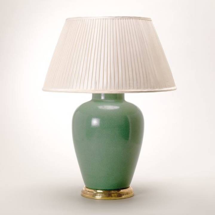 Picture of CRACKLED MELON TABLE LAMP, CELADON, BRASS BASE