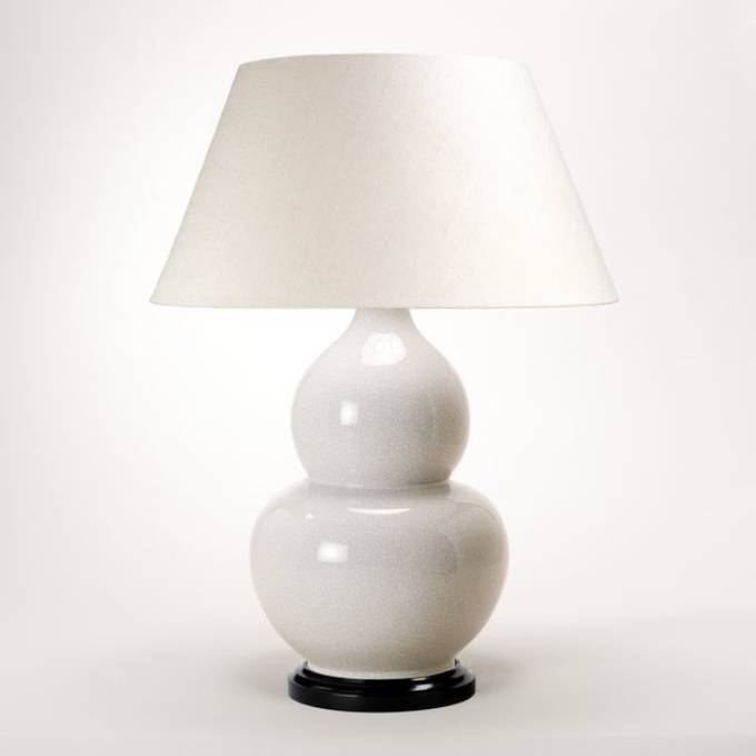Picture of CRACKLED GOURD TABLE LAMP, WHITE, BLACK BASE
