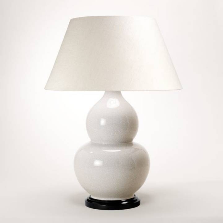 Picture of CRACKLED GOURD TABLE LAMP, WHITE, BLACK BASE