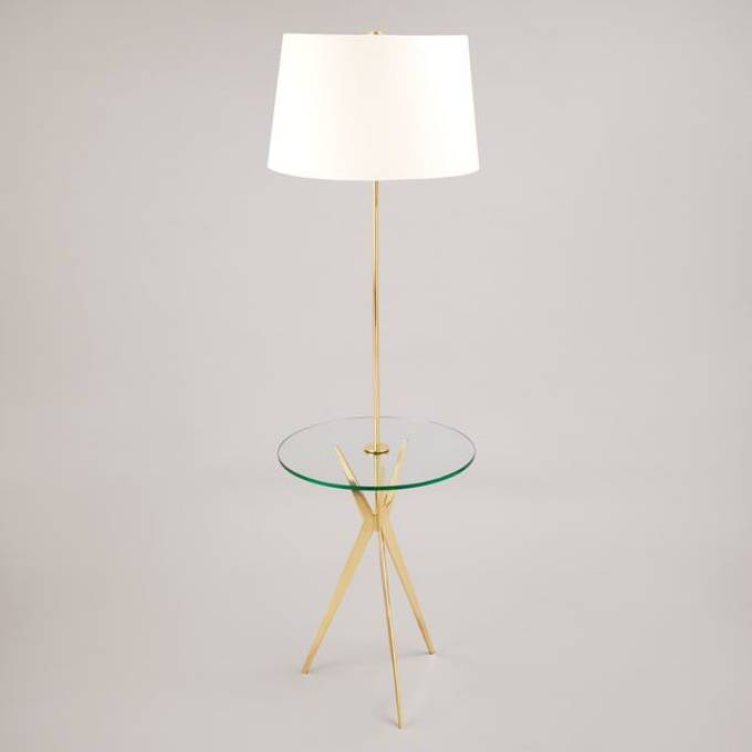 Picture of ELLINGTON FLOOR LAMP, BRASS, GLASS TABLE