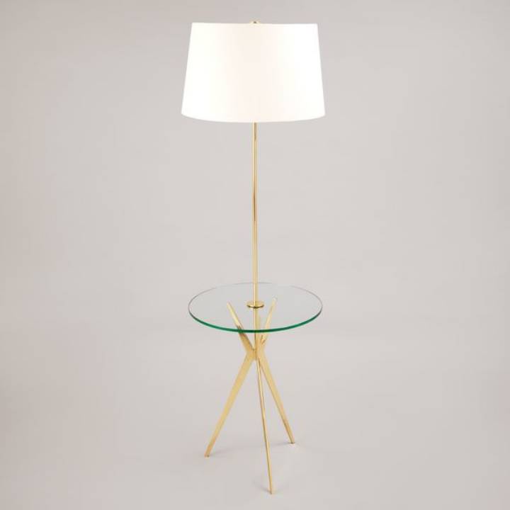 Picture of ELLINGTON FLOOR LAMP, BRASS, GLASS TABLE