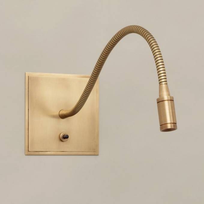 Picture of MEDWAY READING LIGHT, FLAT BACKPLATE, BRASS