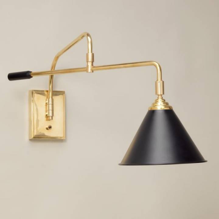 Picture of CHETHAM LIBRARY LIGHT, BRASS, BLACK SHADE