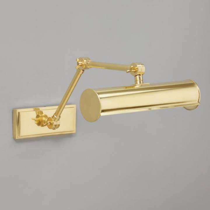 Picture of NEWBURY HOODED WALL LIGHT, SHORT ARM, HORIZONTAL BACK PLATE, BRASS