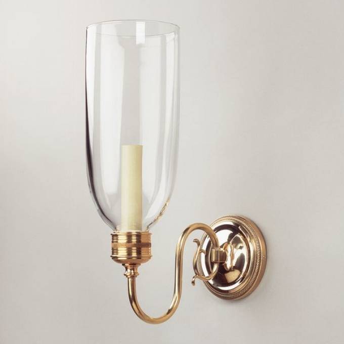 Picture of EARLY GEORGIAN STORM WALL LIGHT, 1 ARM, BRASS, GLASS SHADE