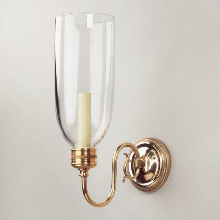 Picture of EARLY GEORGIAN STORM WALL LIGHT, 1 ARM, BRASS, GLASS SHADE