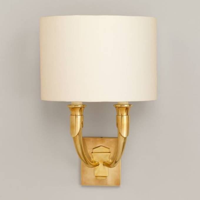 Picture of FRENCH HORN WALL LIGHT, BRASS, 2 LIGHTS, US BACKPLATE