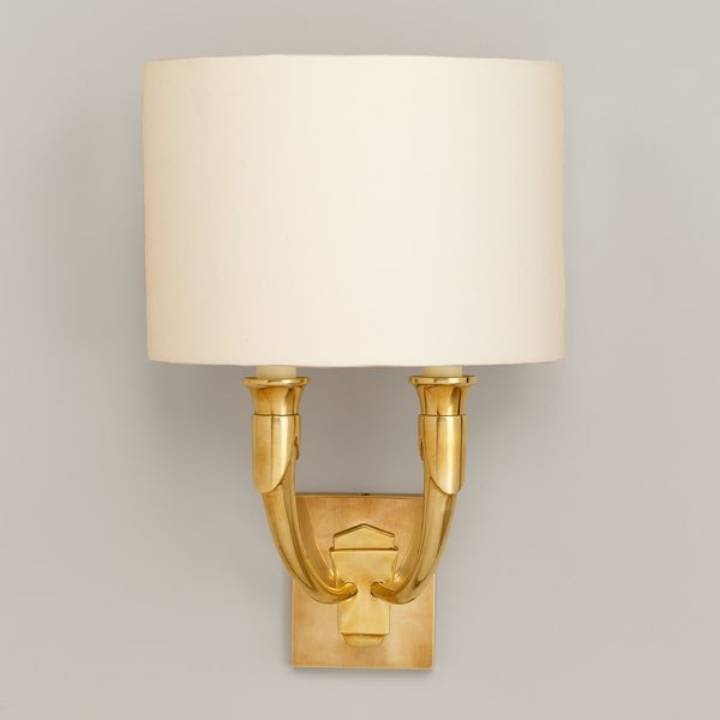 Picture of FRENCH HORN WALL LIGHT, BRASS, 2 LIGHTS, US BACKPLATE