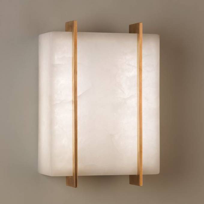 Picture of STOCKPORT ALABASTER LED WALL LIGHT, IVORY, BRASS, LED UNIT
