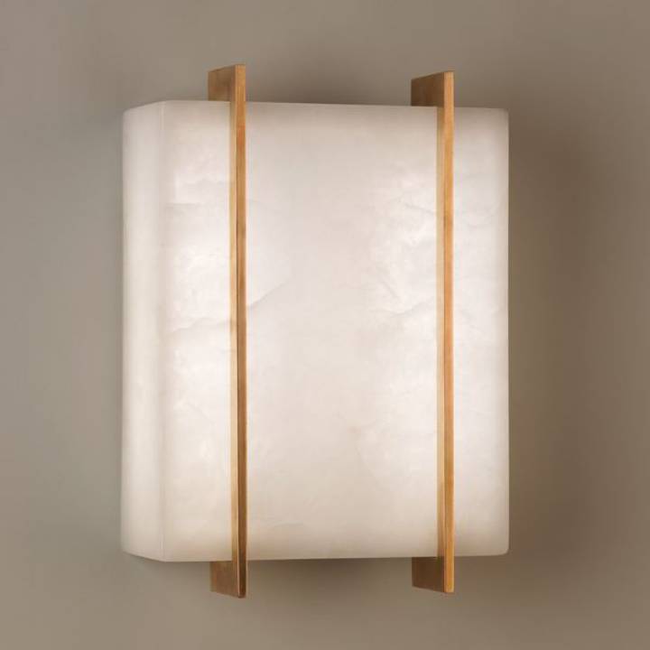 Picture of STOCKPORT ALABASTER LED WALL LIGHT, IVORY, BRASS, LED UNIT