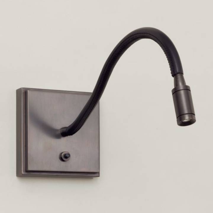 Picture of MALDEN READING LIGHT, BLACK LEATHER, STANDARD BACKPLATE, BRONZE
