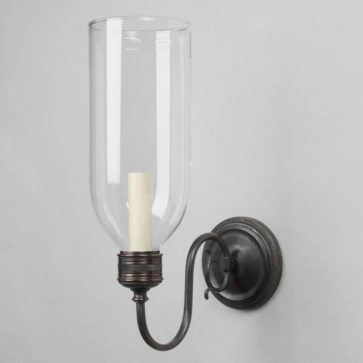 Picture of EARLY GEORGIAN STORM WALL LIGHT, 1 ARM, BRONZE, GLASS SHADE
