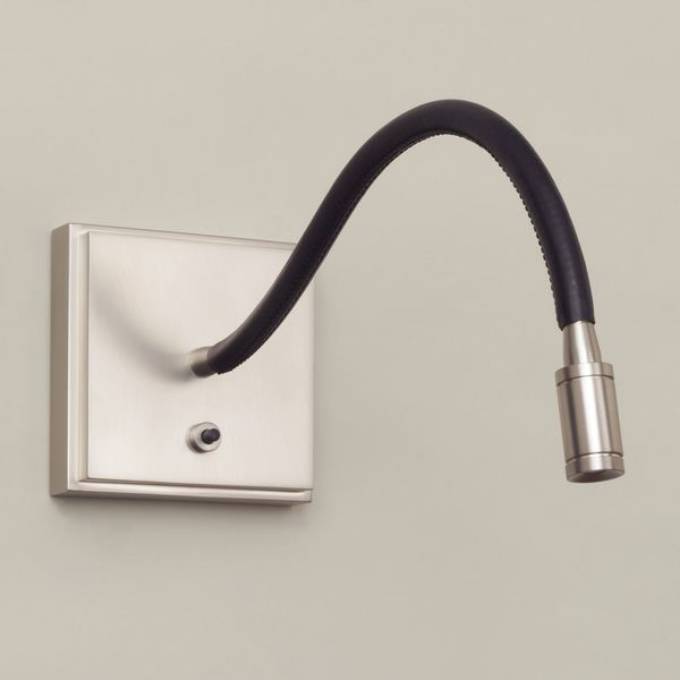 Picture of MALDEN READING LIGHT, BLACK LEATHER, STANDARD BACKPLATE, BRUSHED NICKEL