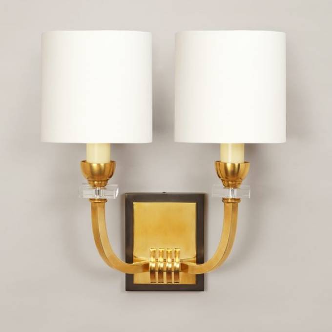Picture of MARLOW WALL LIGHT, BRASS WITH BRONZE BACKPLATE, 2 ARM