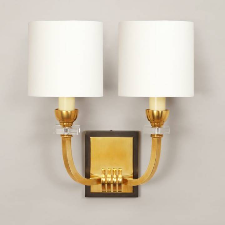 Picture of MARLOW WALL LIGHT, BRASS WITH BRONZE BACKPLATE, 2 ARM