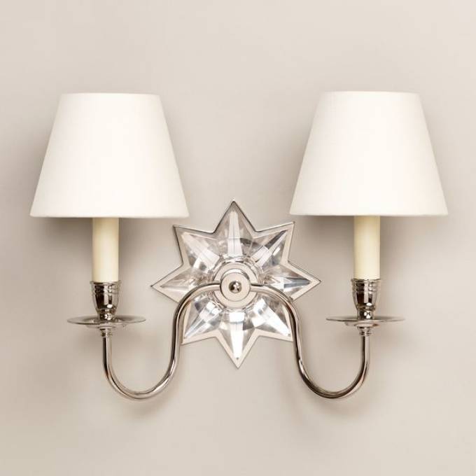 Picture of POLARIS STAR WALL LIGHT, MIRROR, NICKEL, 2 ARM